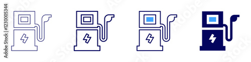 Electric charge icon in 4 different styles. Thin Line, Line, Bold, and Bold Line. Duotone style. Editable stroke