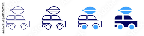 Electric eco car icon in 4 different styles. Thin Line, Line, Bold, and Bold Line. Duotone style. Editable stroke