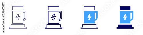 Electric charge station icon in 4 different styles. Thin Line, Line, Bold, and Bold Line. Duotone style. Editable stroke