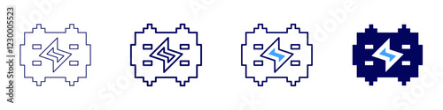 Electric generator machines icon in 4 different styles. Thin Line, Line, Bold, and Bold Line. Duotone style. Editable stroke