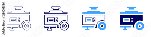 Electric generator machine icon in 4 different styles. Thin Line, Line, Bold, and Bold Line. Duotone style. Editable stroke