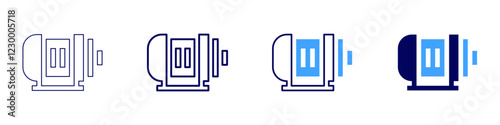 Electric motor icon in 4 different styles. Thin Line, Line, Bold, and Bold Line. Duotone style. Editable stroke