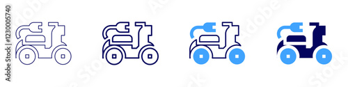 Electric motobike icon in 4 different styles. Thin Line, Line, Bold, and Bold Line. Duotone style. Editable stroke