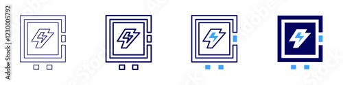 Electric panel icon in 4 different styles. Thin Line, Line, Bold, and Bold Line. Duotone style. Editable stroke