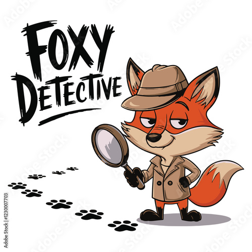 Foxy Detective Clever Fox with Magnifying Glass T-Shirt Design