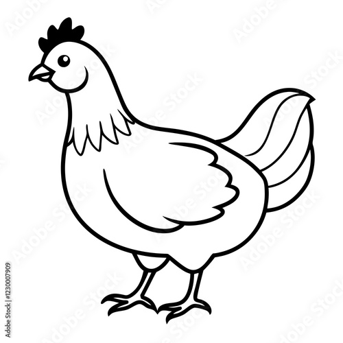Minimalist chiken Vector Illustration on White Background