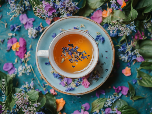 A steaming mug of tea on the kitchen table, captured in a cozy breakfast setting