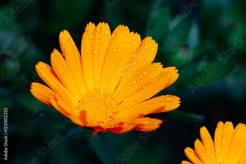 yellow flower with dew drops