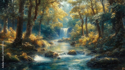 The peaceful beauty of forest waterfalls