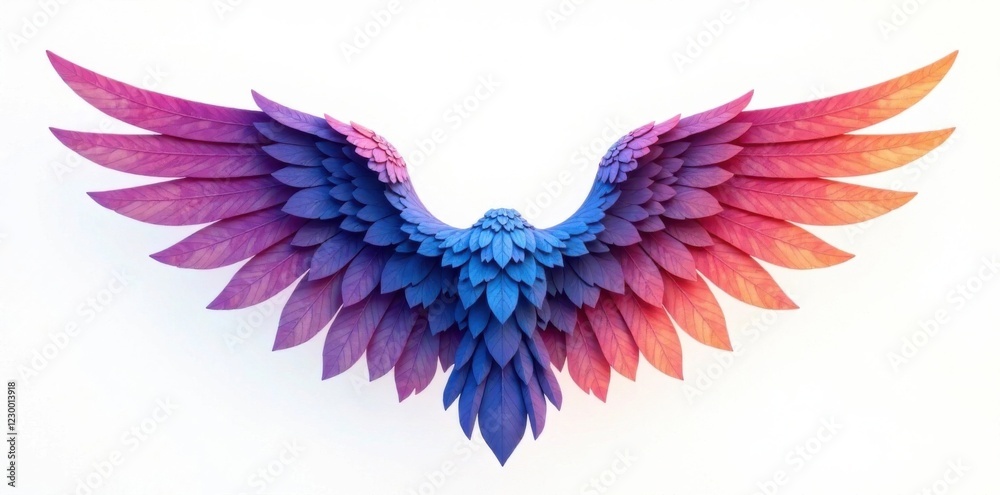 Fantasy wing design element isolated on white, abstract, fantasy Fantasy wing design element isolated on white, abstract, fantasy