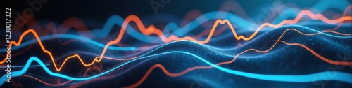 Dynamic overlapping graph lines and shapes in a high-tech color palette, showcasing innovation and modern technology concept. Futuristic Technology LinkedIn Banner