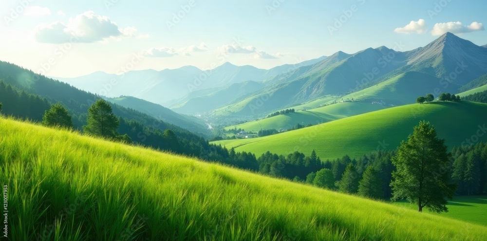 Rolling hills and mountains covered in tall grass, grass, landscape, scenery Rolling hills and mountains covered in tall grass, grass, landscape, scenery