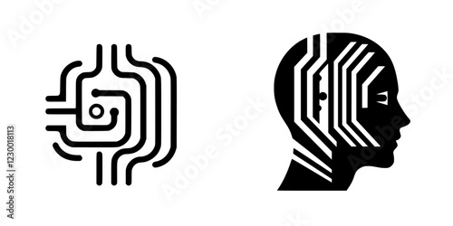 Futuristic digital art featuring circuit designs and human form influenced by advanced technology