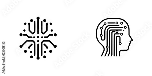 Futuristic circuit design illustrating the connection between technology and human intelligence in a sleek style