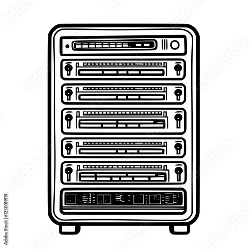 Futuristic device with multiple storage compartments and advanced controls displayed in a modern setting