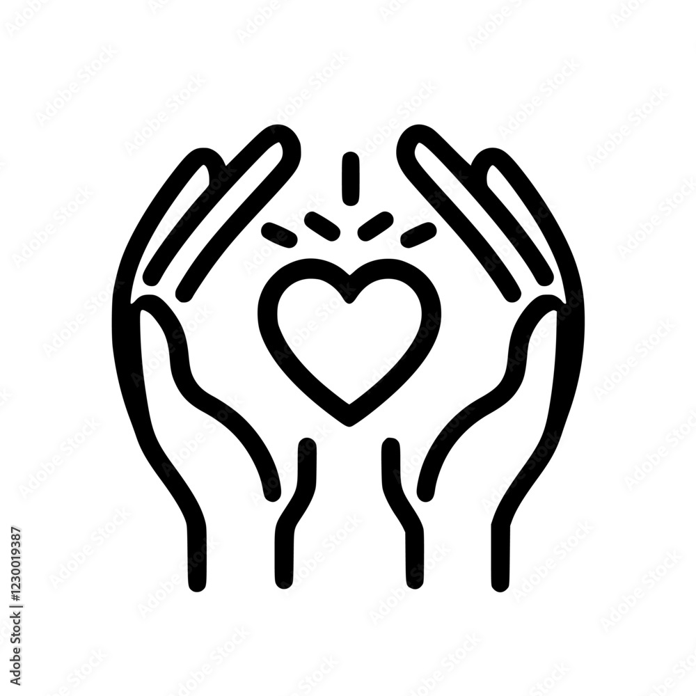 Hands holding a heart symbol with glowing elements for a modern and futuristic aesthetic Hands holding a heart symbol with glowing elements for a modern and futuristic aesthetic