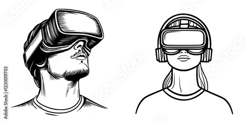 Exploration of virtual reality technology showcasing two users experiencing immersive environments