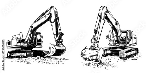 Excavators working on construction site showcasing advanced machinery and innovative technology