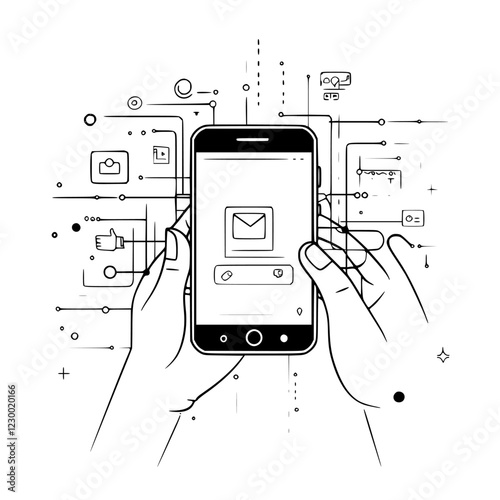 Futuristic smartphone interaction with holographic elements showcasing advanced technology and connectivity