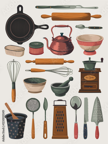 Antique Kitchenware Cartoon
