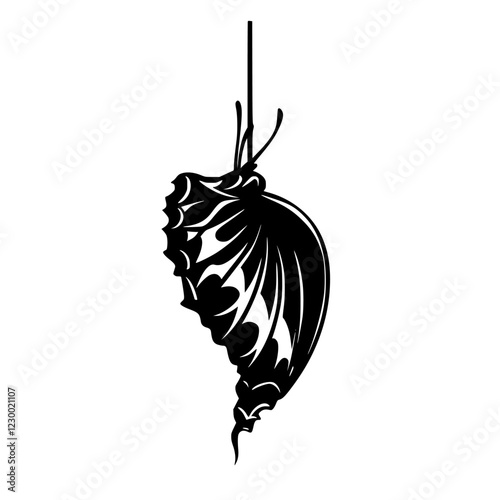 Futuristic holographic visual of a butterfly chrysalis with intricate VFX and HUD elements