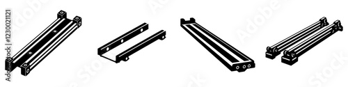 Detailed assembly components featuring a futuristic design and VFX elements in a high-tech environment