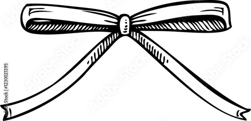 Coquette bow sketch. Rococo design elements Vintage baroque Victorian ribbon. Japanese-style hand-drawn illustration. NOT AI generated