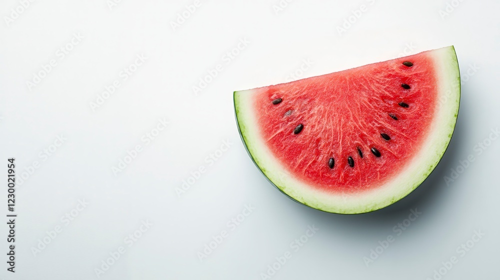 Fresh Slice of Watermelon on Clean White Background