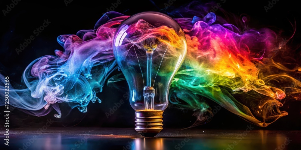 Obraz premium Colorful smoke swirling around a light bulb