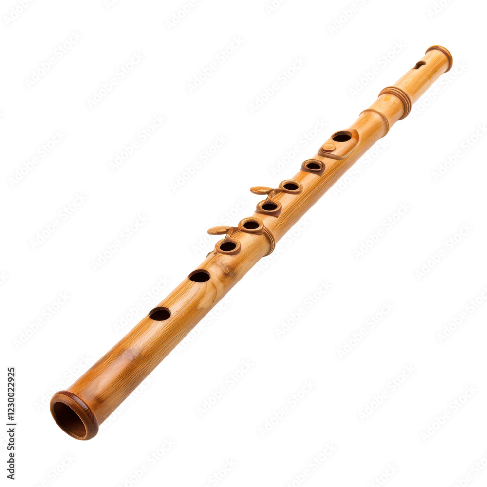 Naklejka premium Traditional Bamboo Flute Musical Instrument Isolated on White Background