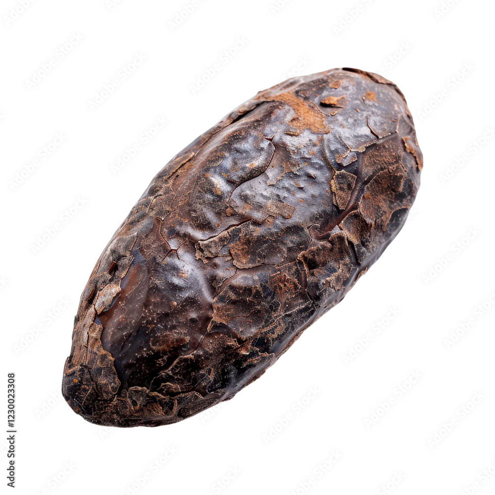 Brown oval seed with rough texture on a white background Brown oval seed with rough texture on a white background