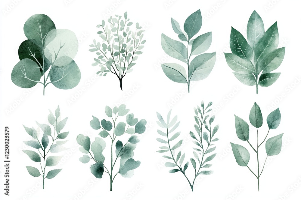 Fototapeta premium Watercolor illustration of a misty evergreen forest.