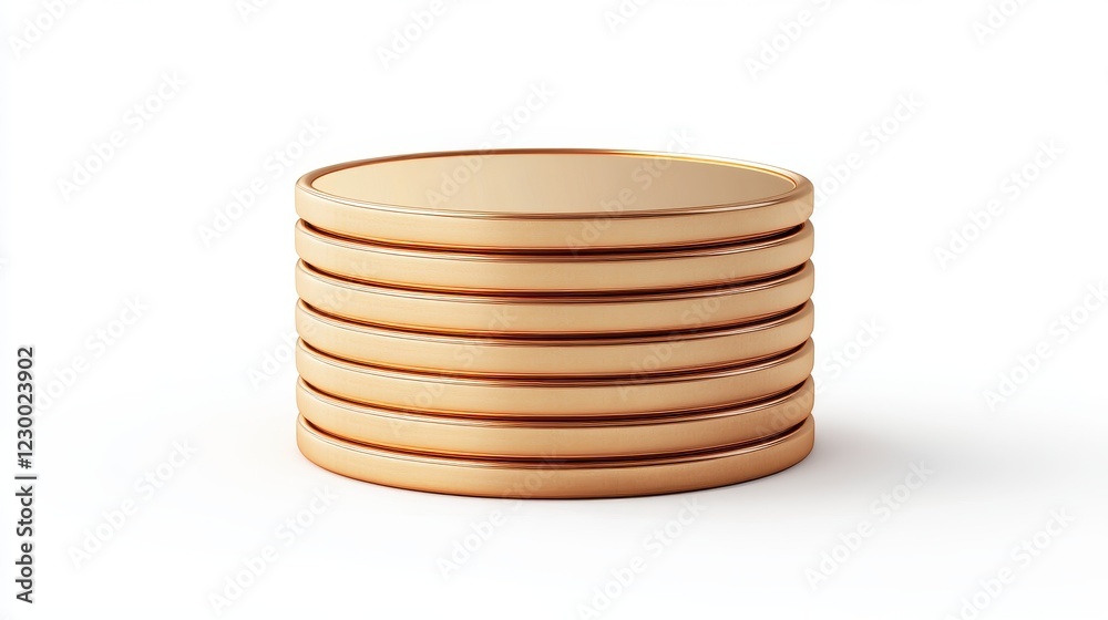 A stack of golden coins, financial growth concept, 3D illustration, realistic, isolated on white background