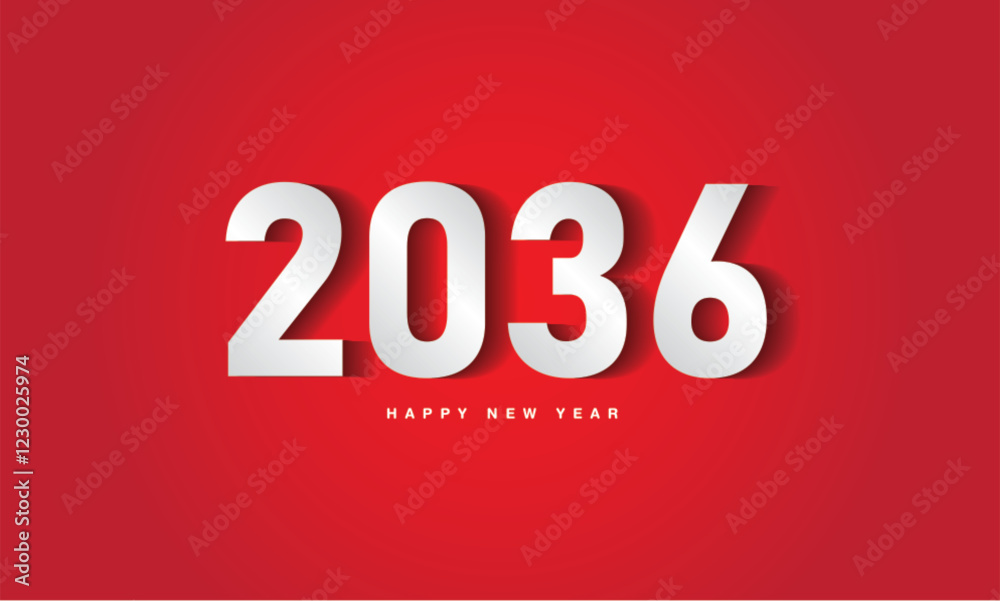 2036 Happy New Year on red background, 2036 text design, vector illustration, 2036 number design, Creative design for Greeting 2036 Happy New Year on red background, 2036 text design, vector illustration, 2036 number design, Creative design for Greeting