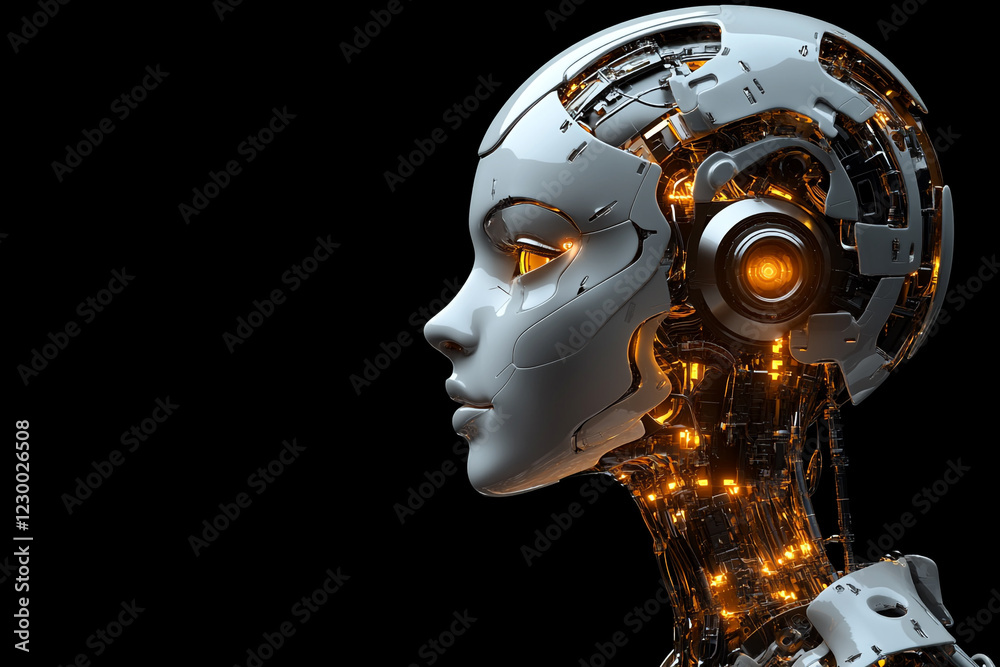 female robot face, artificial intelligence concept, futuristic concept female robot face, artificial intelligence concept, futuristic concept