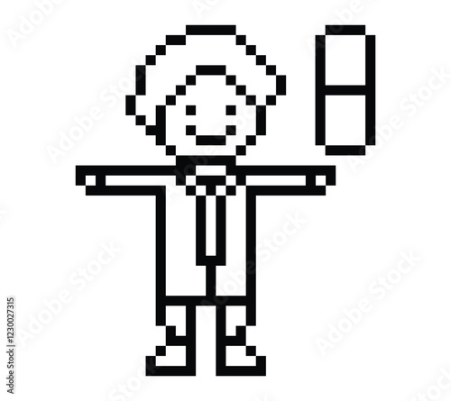 Cute pixel cartoon 8bit character man doctor or scientist game care for decoration pharmacist male doctor uniform in hospital 8 bit male pixel art game 8bit png vector.