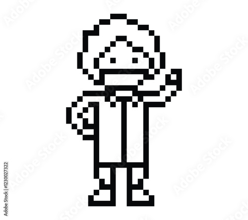 Cute pixel cartoon 8bit character man doctor or scientist game care for decoration pharmacist male doctor uniform in hospital 8 bit male pixel art game 8bit png vector.