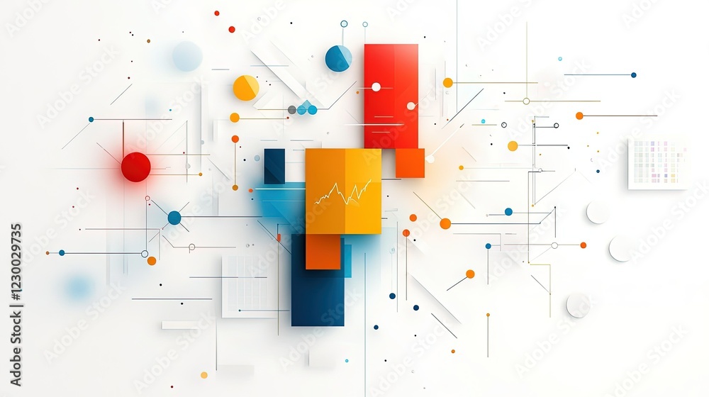 Dynamic business landscape collage, showcasing charts, devices, tools, illustrating the intricacies of contemporary operations