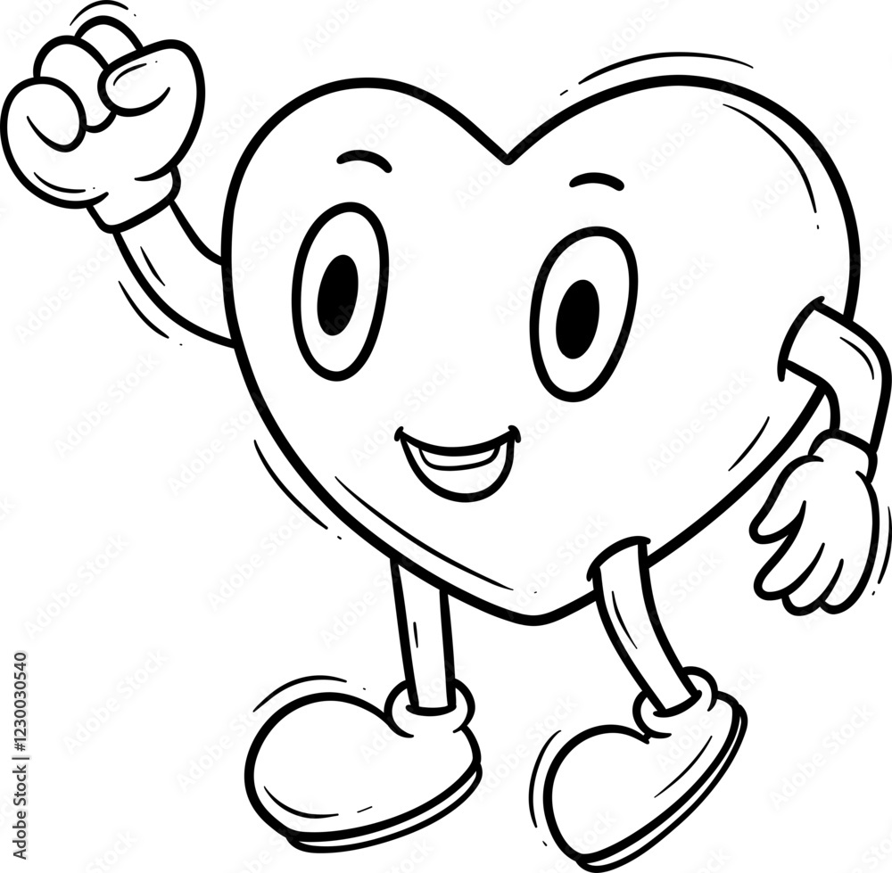 Cute Doodle Cartoon Heart Character Outline Cute Doodle Cartoon Heart Character Outline