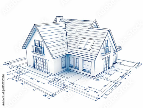 House blueprint design, 3D model