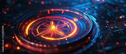 Wallpaper Mural Enhanced navigation with futuristic compass tech glowing indicators & digital interfaces Torontodigital.ca