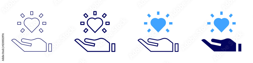 Love charity icon in 4 different styles. Thin Line, Line, Bold, and Bold Line. Duotone style. Editable stroke Love charity icon in 4 different styles. Thin Line, Line, Bold, and Bold Line. Duotone style. Editable stroke