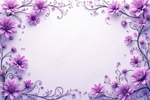 Wallpaper Mural Delicate violet floral pattern, intricate swirls & vines, violet floral background, floral wallpaper Torontodigital.ca