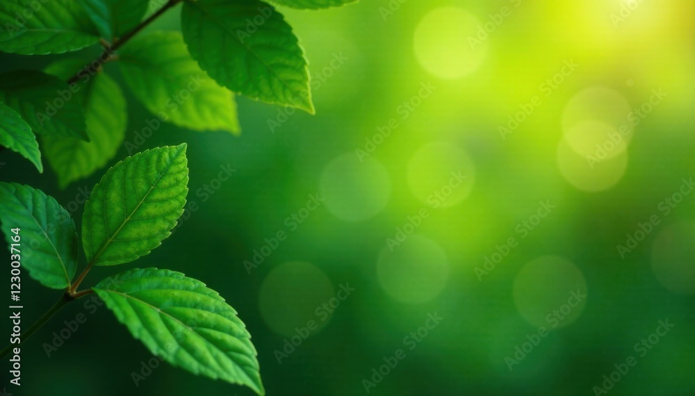 Leafy green background with golden highlights , nature, foliage Leafy green background with golden highlights , nature, foliage