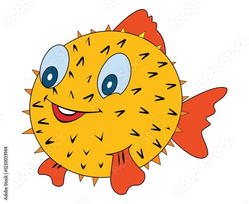 A puffer fish smiling vector illustration