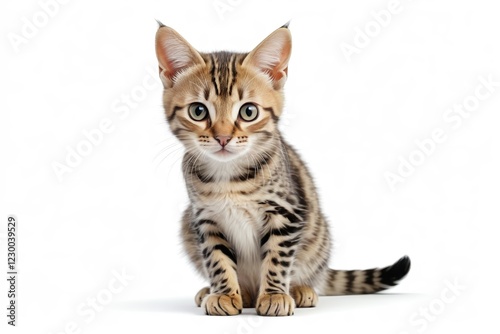 there is a small kitten sitting on the floor looking at the camera