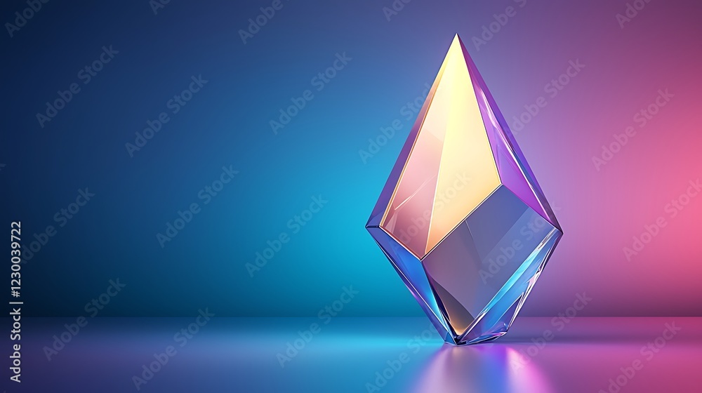 Crystal structure, neon light, studio background, tech concept Crystal structure, neon light, studio background, tech concept