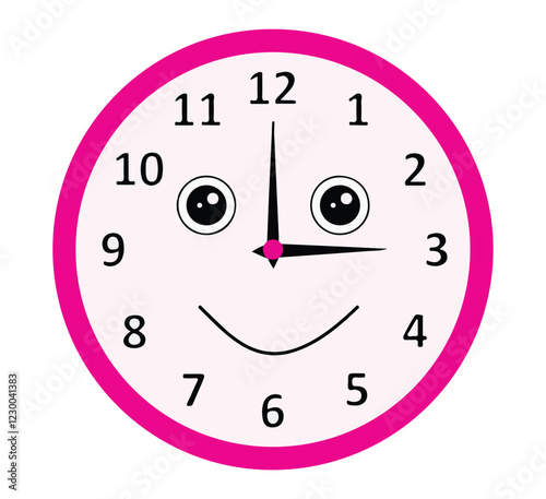 Vector illustration a clock showing twelve fifteen