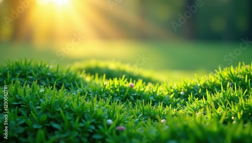 Misty morning dew on undulating grass, grass, landscape, dew