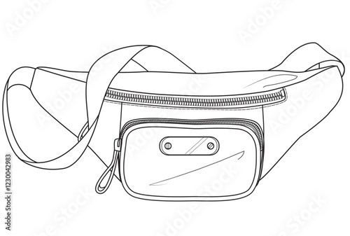 bum bag flat sketch vector illustration